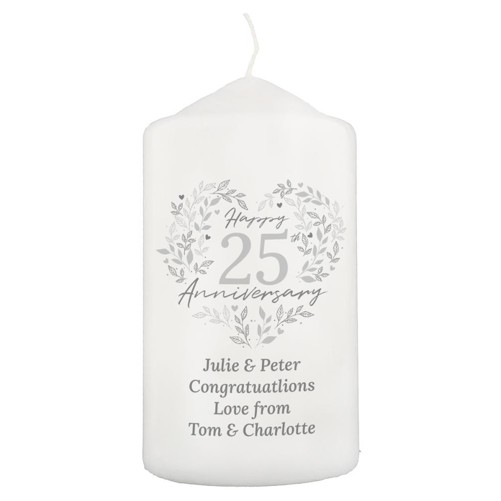 Personalised 25th Silver Wedding Anniversary Pillar Candle £11.69